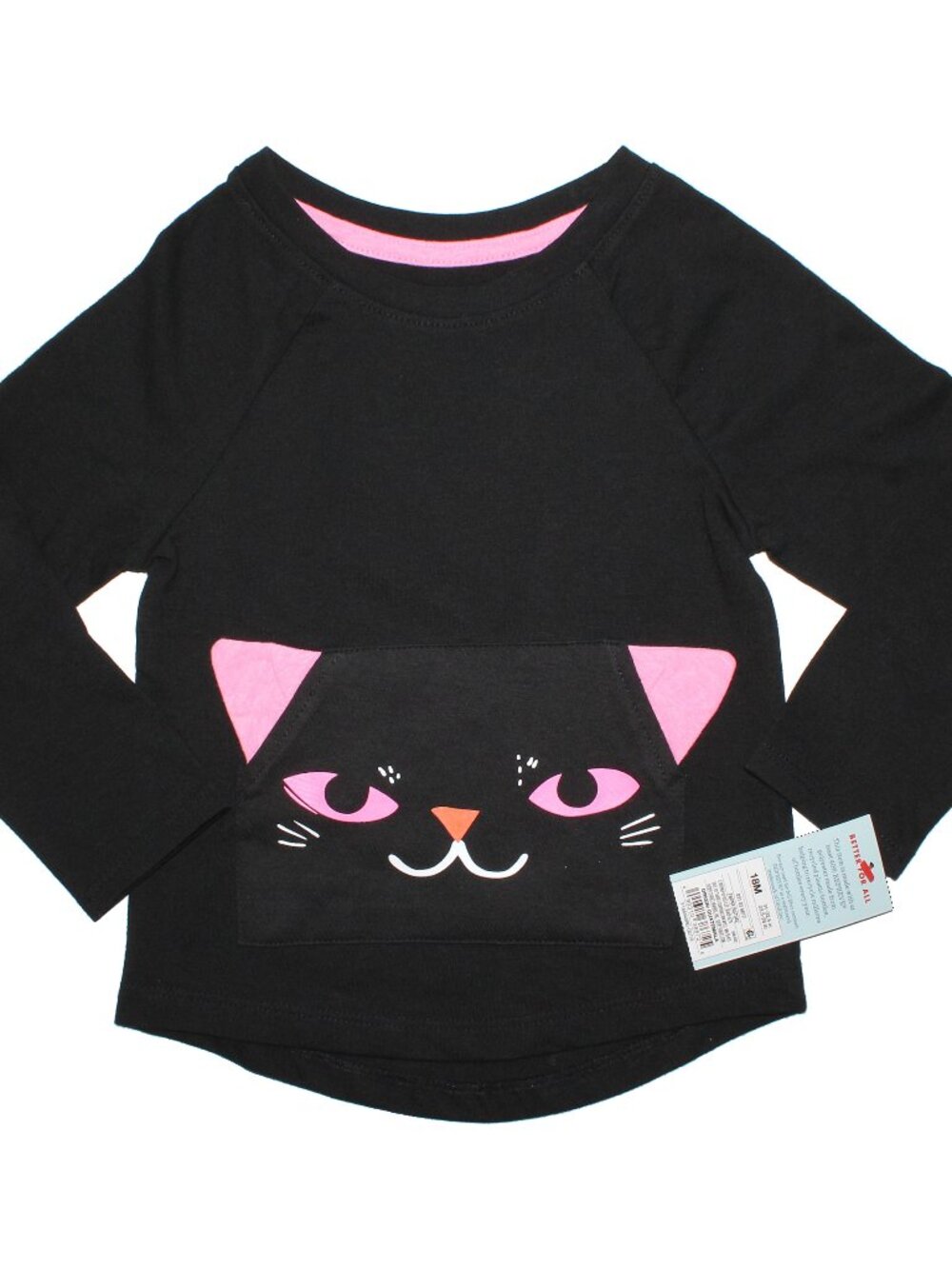 Cat & Jack Toddler Girls' Black Cat Applique Long-Sleeve Halloween T-Shirt 18m